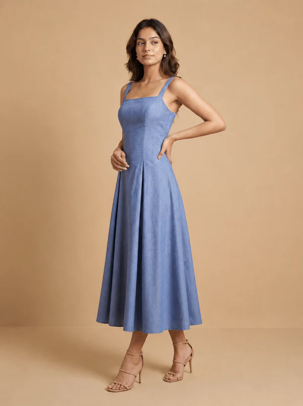 light-blue-cotton-square-neck-flared-midi-dress-8809339